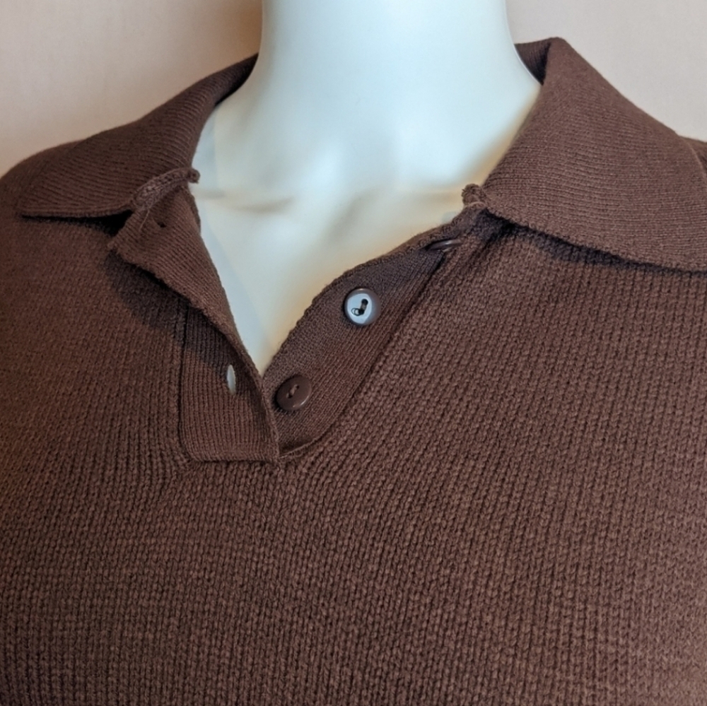 ASOS Long Sleeve Brown Polo Knit Mini Sweater Dress size 4 - Picture 2 of 6